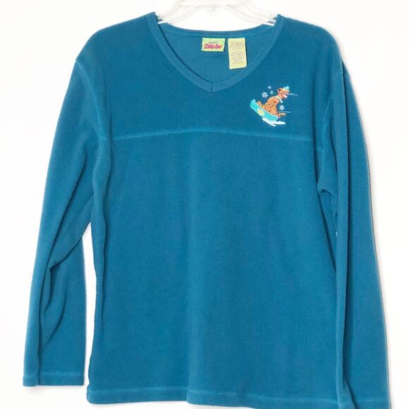 Cartoon Network Scooby Doo Vintage Fleece Large Blue Pull Over V Neck - Picture 1 of 4